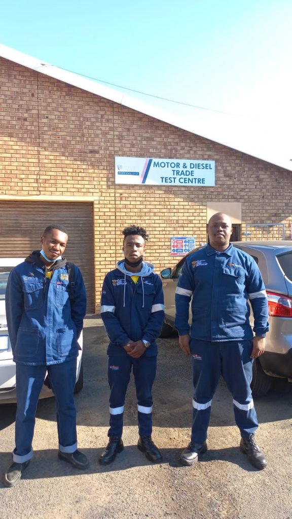Three of the young apprentices competing from left Stanleyn Kopi, Tebogo Maleswena and Kelvin Dumi Masilela